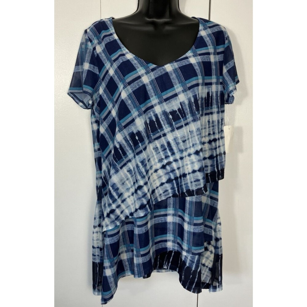 NWT Skyes The Limit Blue Checkered Layered Dress Size L